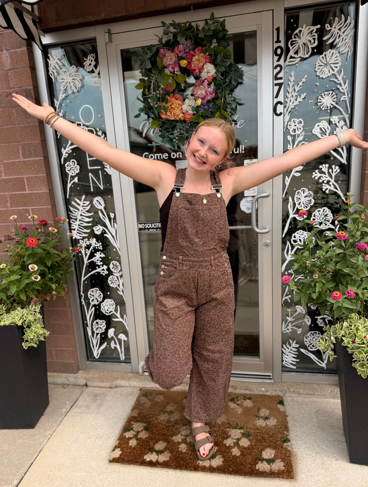 Savannah Vintage Leopard Barrel Leg Overalls