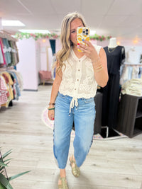 The Mariposa Crochet Button Front Vest