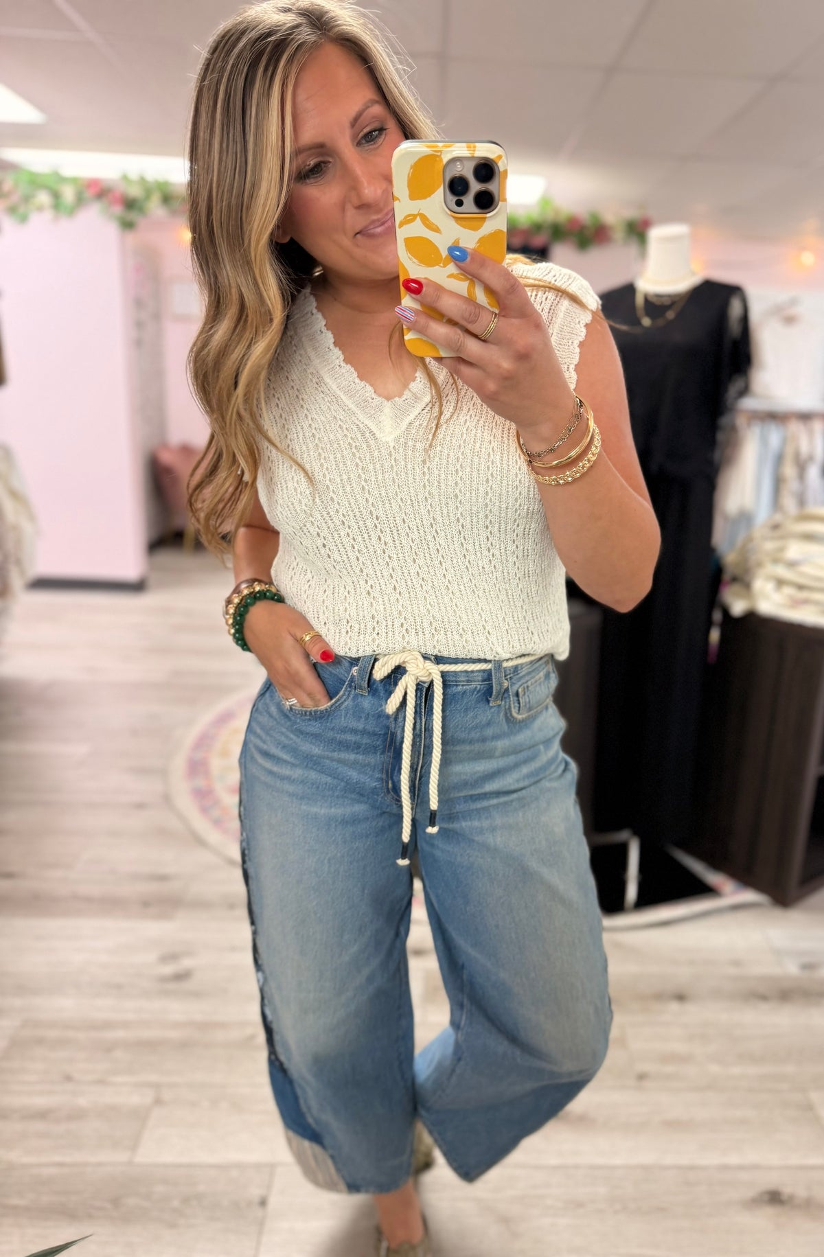 The Coastal Breeze Crochet Sweater Vest: White