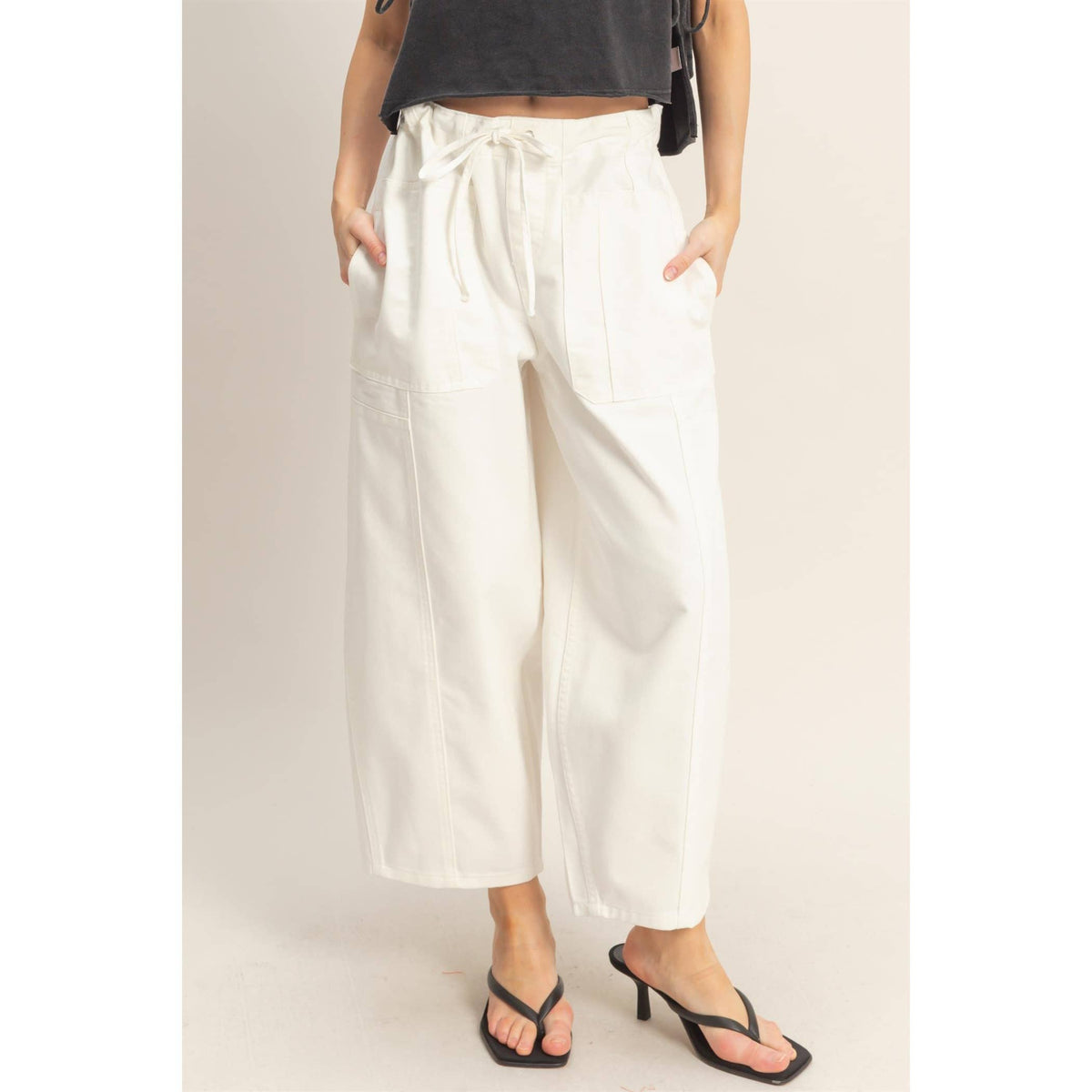 Wide Pants With Oversize Pockets: L.BLUE / S-M-L(2-2-2)