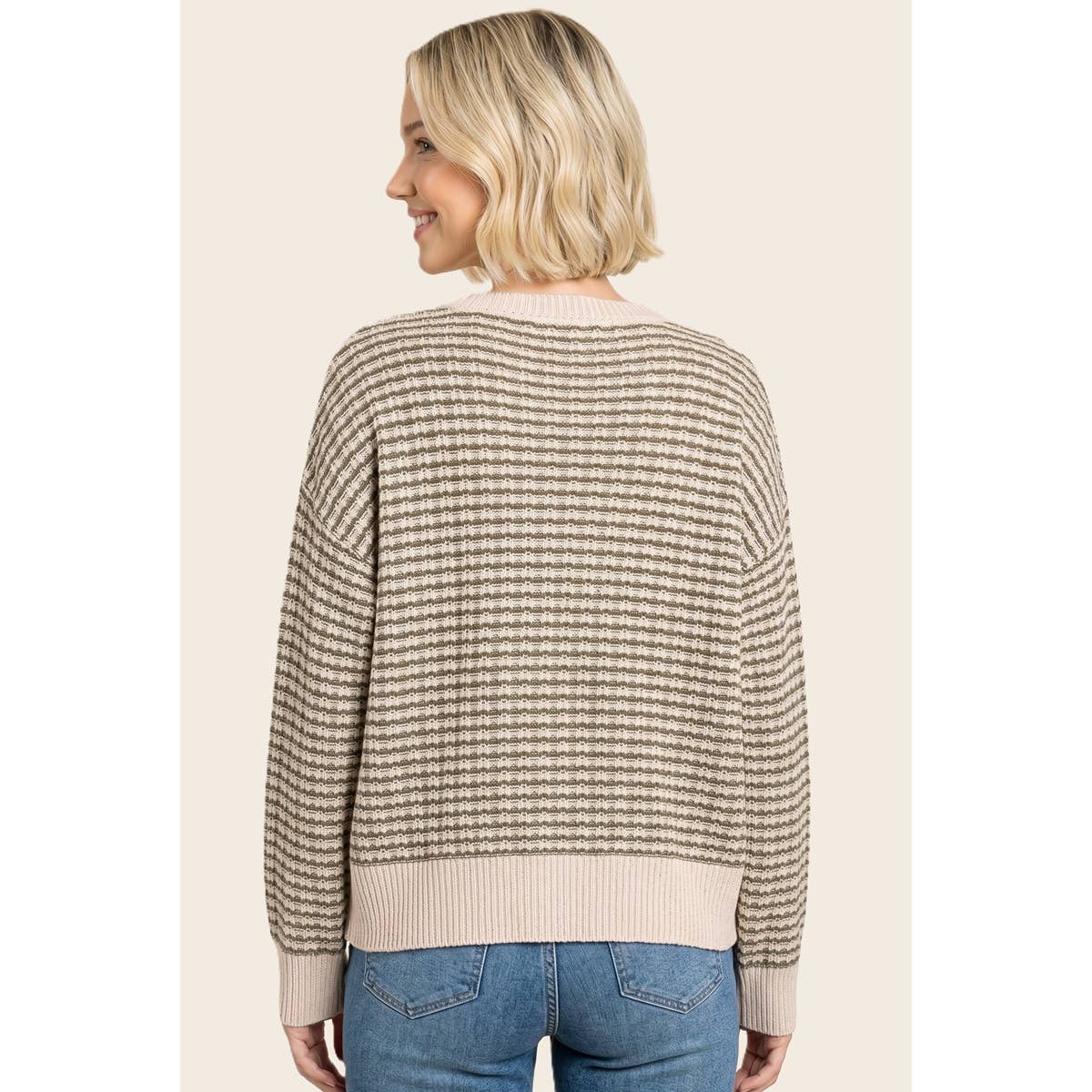 Keeping It Classic Stripe Sweater: Olive
