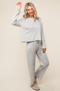 Evergreen Cozy Hacci Lounge Set – Soft Knit Top & Straight-Leg Pant Duo | Northern Belle Boutique