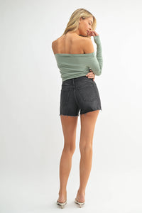 Just USA Tahoe Washed Black High Rise Shorts