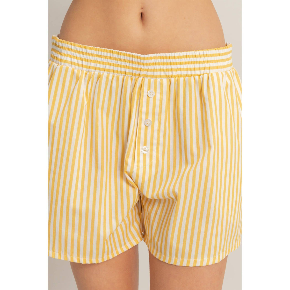 The Lemonade Stripe Shorts: Yellow – Cotton Pull On Coastal Summer Boxer Shorts