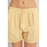 The Lemonade Stripe Shorts: Yellow – Cotton Pull On Coastal Summer Boxer Shorts