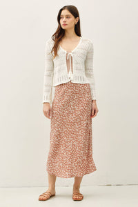 The Eliza Floral Midi Skirt: Mocha