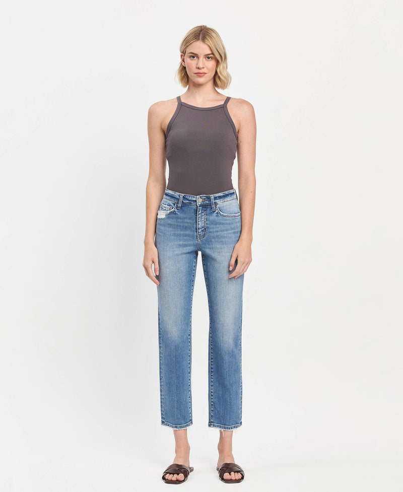 Oakley High Rise Tapered Straight Jeans – Vervet by Flying Monkey (Comfort Stretch, Light Distressing)