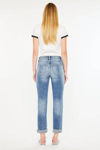 KanCan High Rise Cuffed Slim Straight: Medium Wash