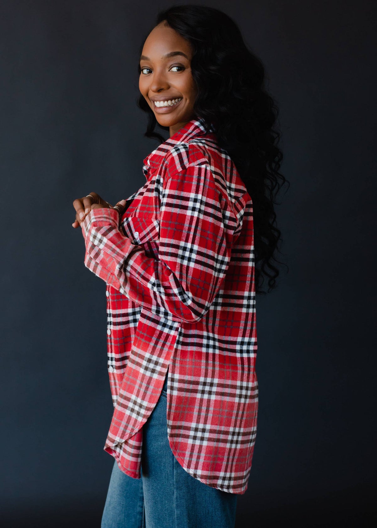 Fall Favorite Red, White & Black Plaid Flannel