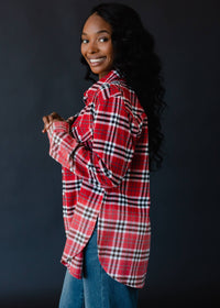 Fall Favorite Red, White & Black Plaid Flannel