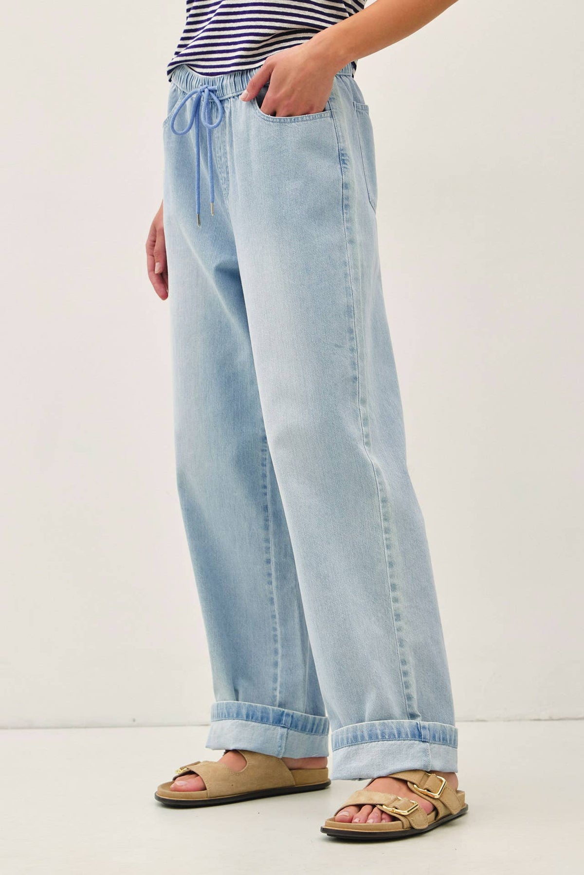 The Hadley Denim Look Lounge Pants – Wide Leg Pull On Cotton Pants