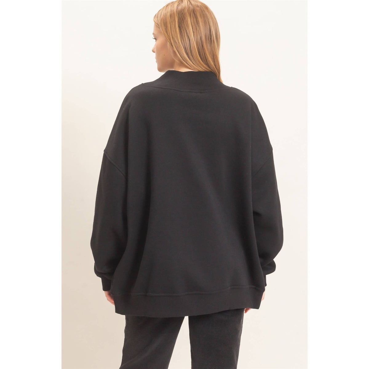 Enzyme Washed Mock Neck Sweatshirt: H.GRAY / S-M-L(2-2-2)