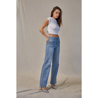 Mica Denim "Maris" High Rise Wide Leg Jeans – Light Wash Denim