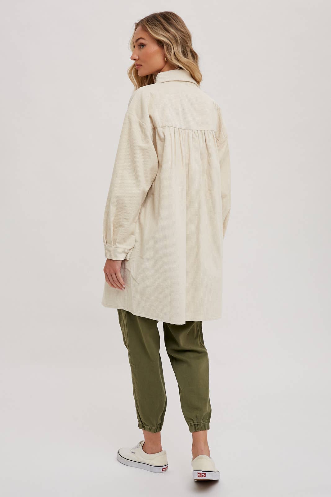 Clara Oversized Corduroy Jacket – Mocha Button-Down Shacket with Pockets