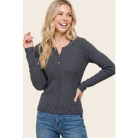 Easy Choice Henley Sweater: Charcoal