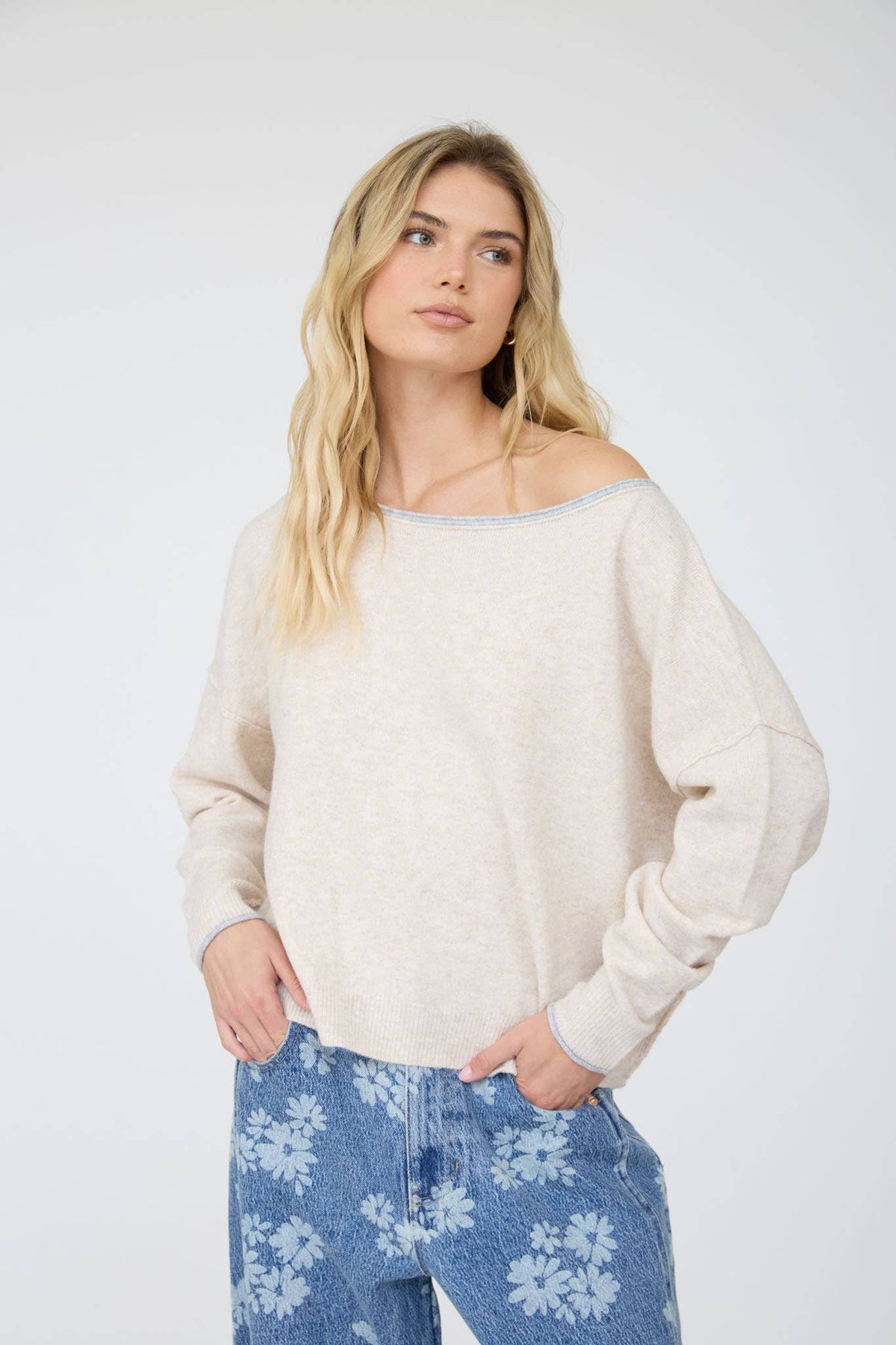 A Little Closer Boat Neck Sweater: Oatmeal