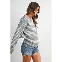 Cloud Stripe Crewneck Sweater-BMW8384: NAVY / IVORY / S
