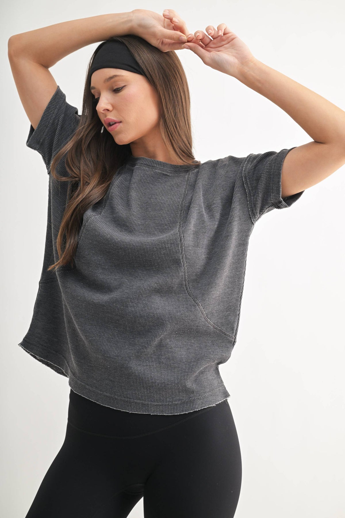 The Rustic Ease Waffle Knit Tee – Relaxed, Mineral-Washed & Effortlessly Cool