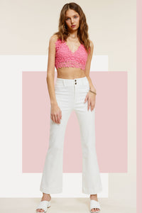 Olive High Rise Wide Leg Flare Pants – Soft Washed Stretch Denim