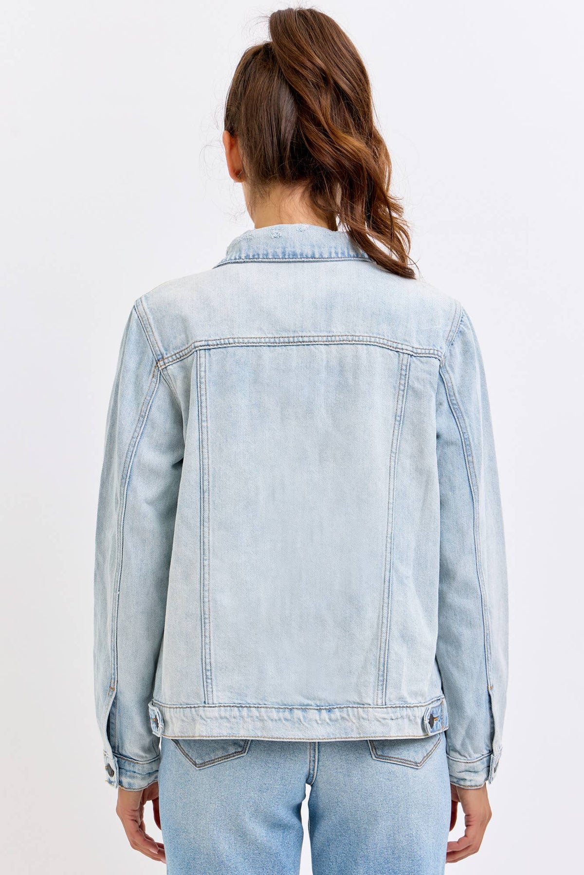 Delilah Oversized Denim Jacket – Women’s Lightweight Distressed Jean Jacket