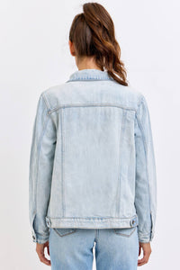 Delilah Oversized Denim Jacket – Women’s Lightweight Distressed Jean Jacket