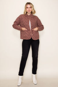 Eloise Ditsy Floral Quilted Jacket – Button Front Cotton Layer with Pockets