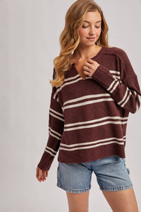 The Right Stripe Sweater: Chestnut