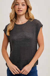 Calista Open Knit Short Sleeve Top