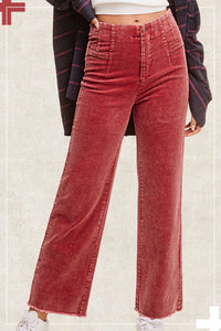 Everly Mineral Wash Corduroy Wide Leg Pants – Cinnamon & Clove