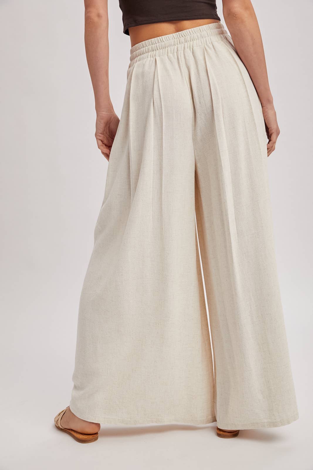 The Everly Flowing Wide Leg Pants: Lt Olive – High Waist Drawstring Palazzo