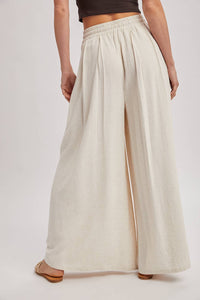The Everly Flowing Wide Leg Pants: Lt Olive – High Waist Drawstring Palazzo