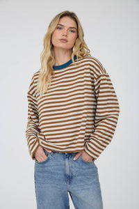 On Repeat Stripe Knit Top: Tan