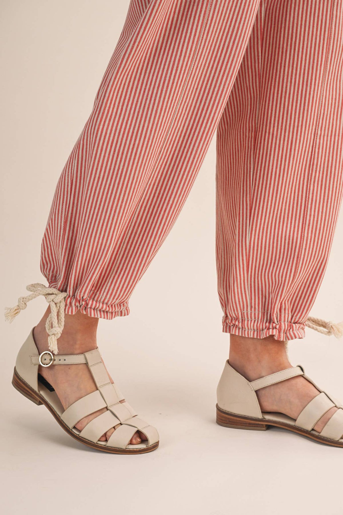 The Sunset Stripe Parachute Pants: Salmon Pink