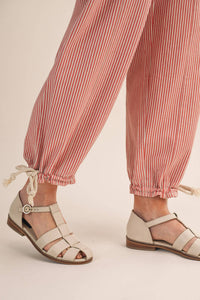 The Sunset Stripe Parachute Pants: Salmon Pink