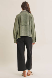 HERITAGE FIELD MINERAL-WASHED COTTON TWILL JACKET: WASHED OLIVE