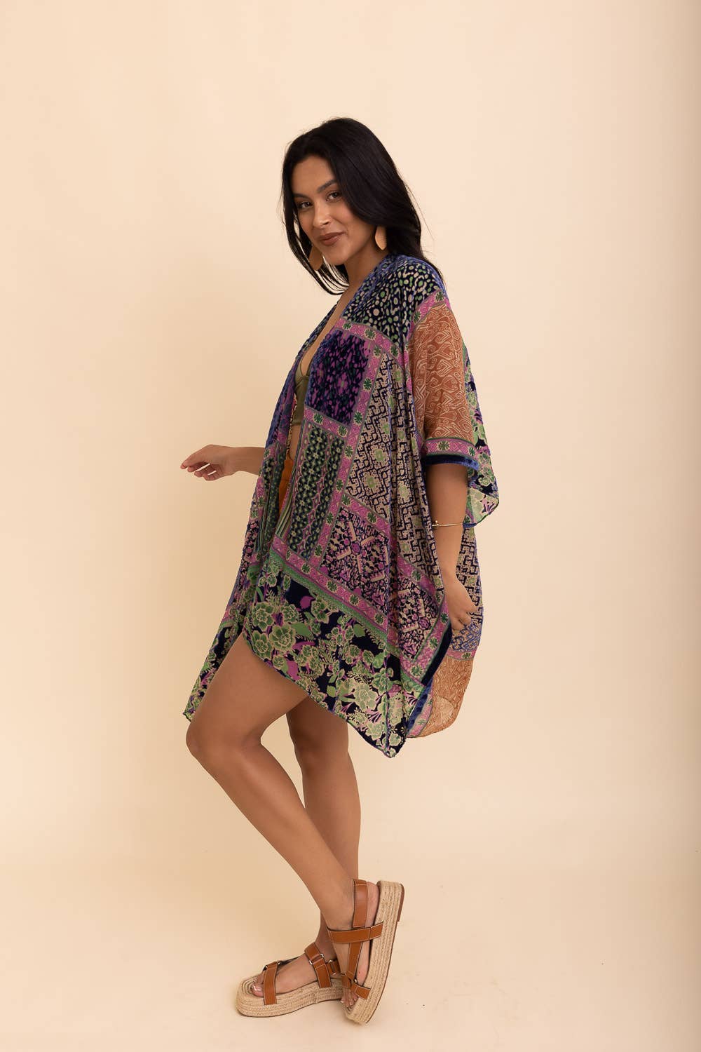 Like A Dream Bohemian Burnout Velvet Kimono : Cobalt