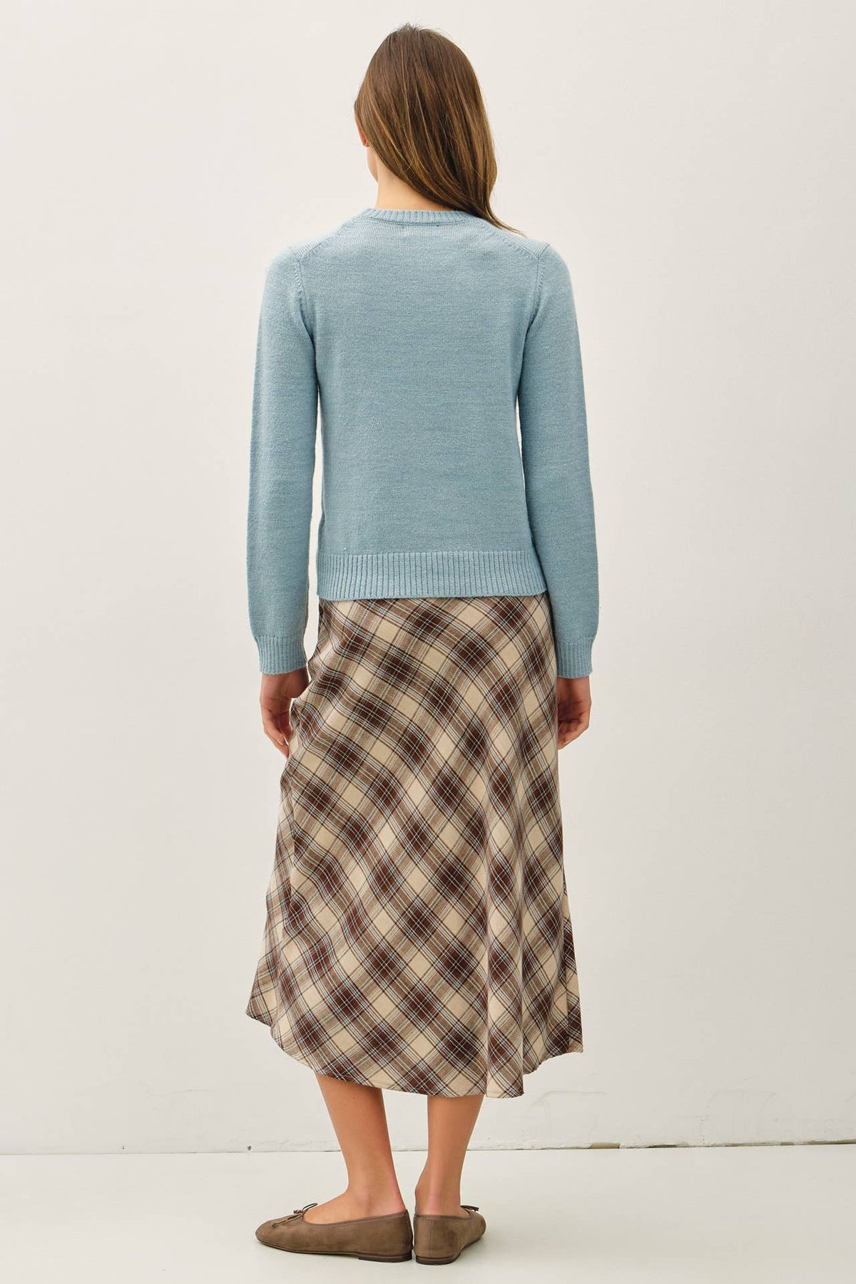Linden Retro Blue Wool-Blend Sweater – Ultra-Soft Cropped Crew Neck Knit (Women’s Cozy Pullover)