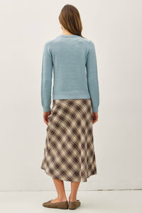 Linden Retro Blue Wool-Blend Sweater – Ultra-Soft Cropped Crew Neck Knit (Women’s Cozy Pullover)