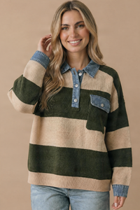 The Best of Both Sweater: Olive/ Tan