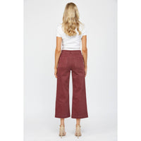 Mica Denim Roux High Rise Wide Crop Jeans – Wine Red