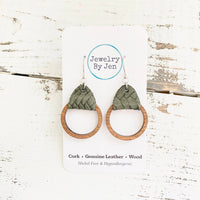 Camden Leather & Wood Hoop Earrings – Genuine Leather, Nickel-Free Hypoallergenic Jewelry