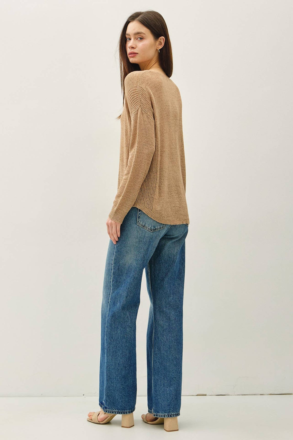 The Mae Lightweight Knit Sweater – Clay, Cocoa, Slate Blue & Taupe