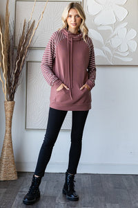 Reagan Stripe Hoodie: Marsala