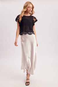 Midnight Romance Lace Top: Black