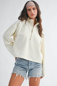 Halfway There Ribbed Pullover: Bone