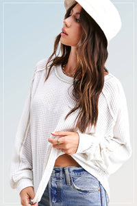 Levi Brushed Waffle Knit Slouchy Fit Long Sleeve Top