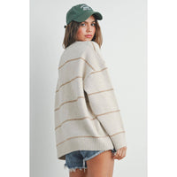 The Sunday Stroll Contrast Stripe Oversized Sweater