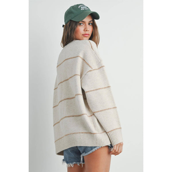 The Sunday Stroll Contrast Stripe Oversized Sweater