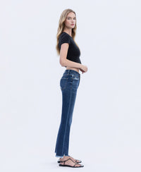 HIGH RISE FRAYED HEM KICK FLARE JEANS T5414: CHEMICAL MOOD / 24
