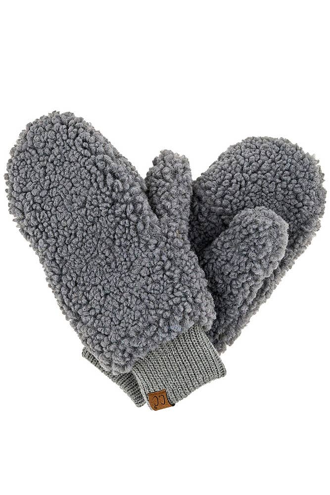 C.C Sherpa Fleece Winter Mittens – Cozy Plush Cold Weather Gloves for Women
